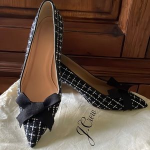 JCrew Collection Size 6 Gently Worn Black and White Tweed Pointy Toe Block Heel
